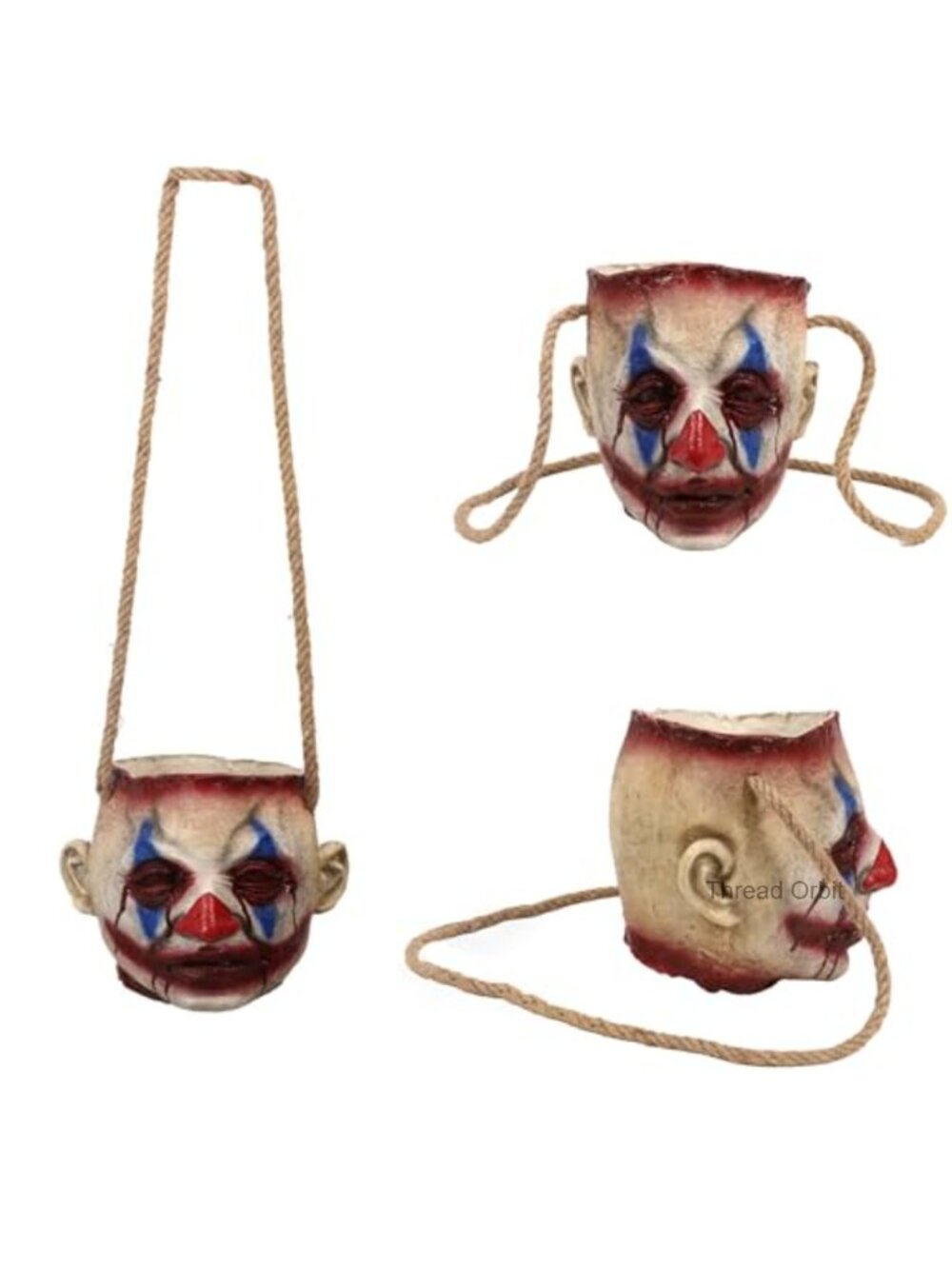 Latex Zombie Clown Head Crossbody Bag Halloween Candy Bucket Prop